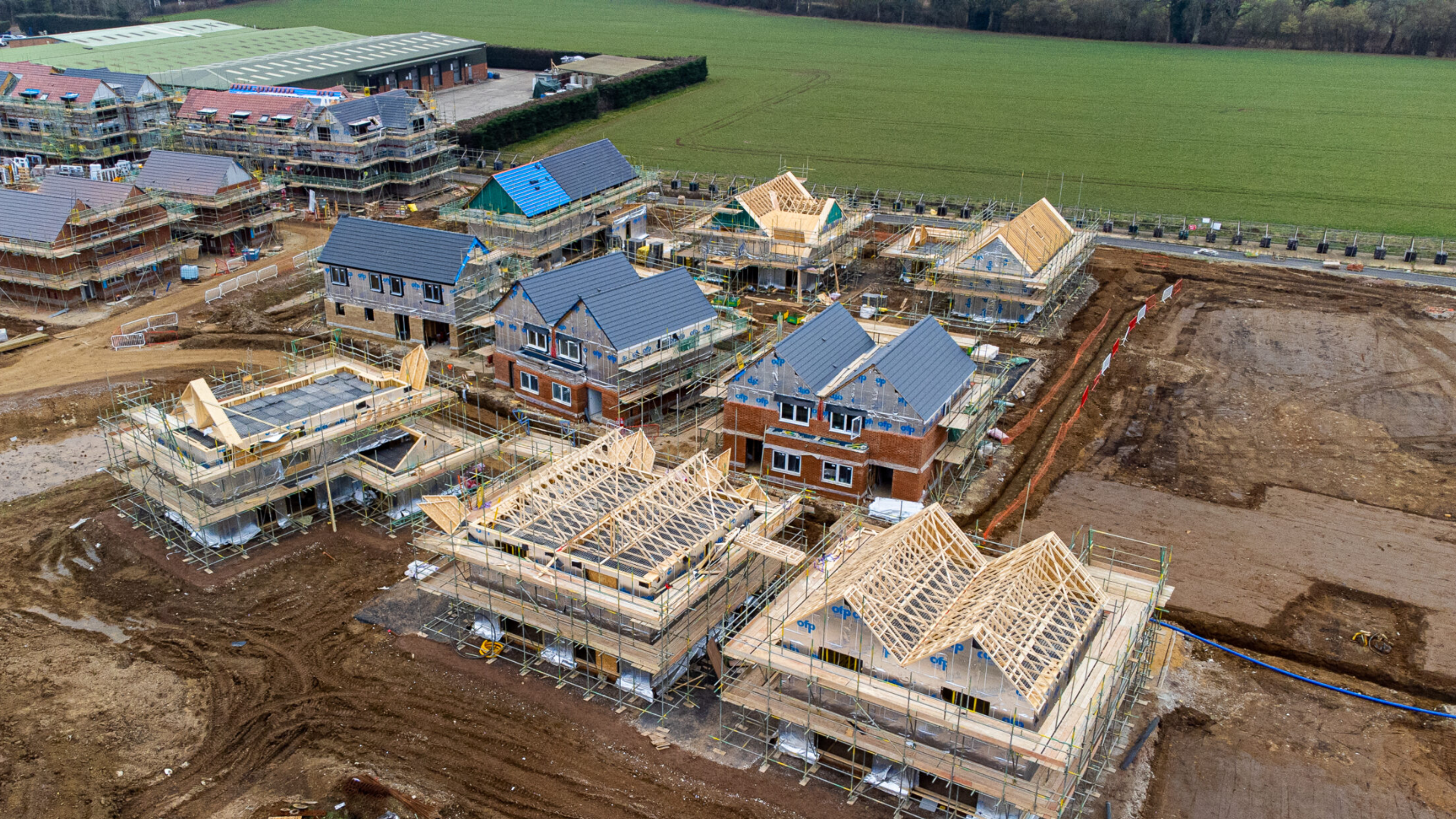 Timber frame housing development under construction